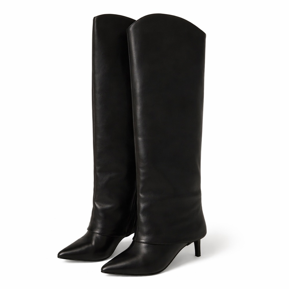 Schutz Maryana Cloak Black Leather Boots 8